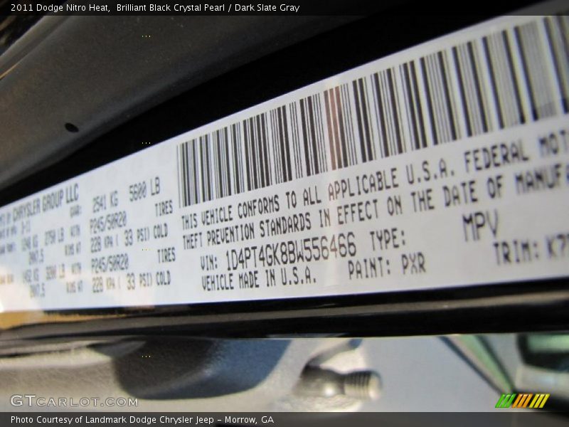 Brilliant Black Crystal Pearl / Dark Slate Gray 2011 Dodge Nitro Heat