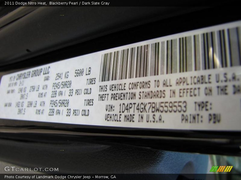 Blackberry Pearl / Dark Slate Gray 2011 Dodge Nitro Heat