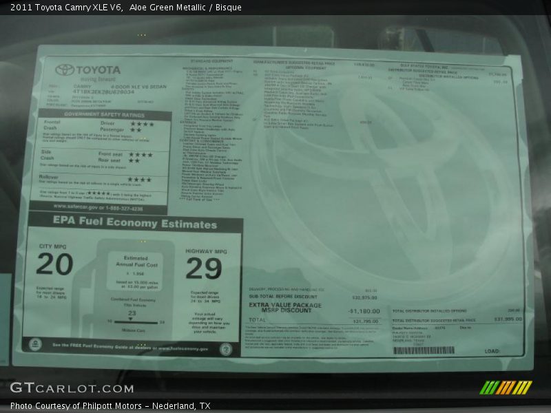 Aloe Green Metallic / Bisque 2011 Toyota Camry XLE V6