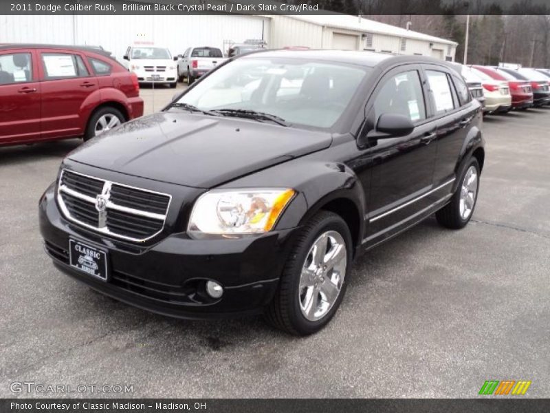 Brilliant Black Crystal Pearl / Dark Slate Gray/Red 2011 Dodge Caliber Rush
