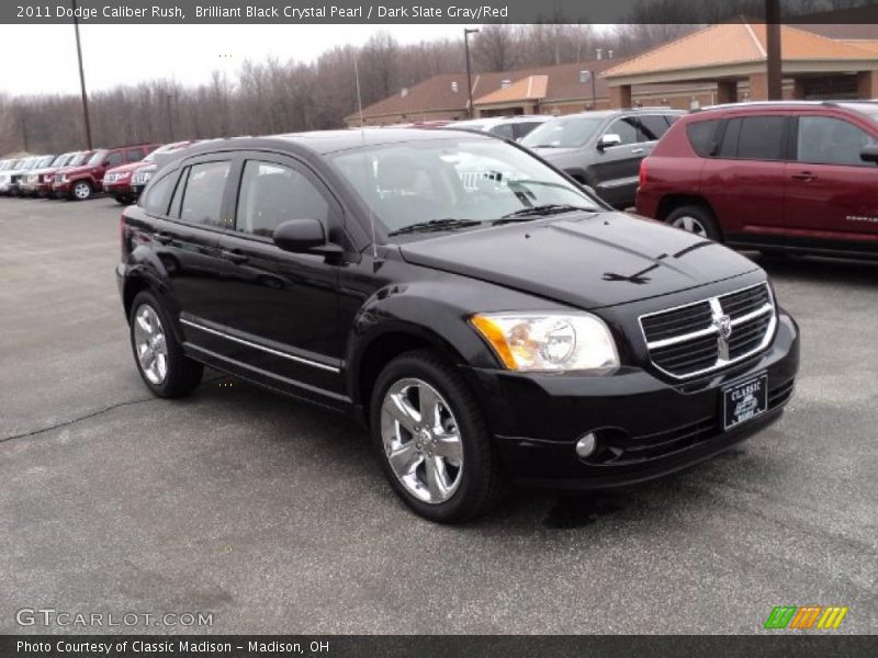 Brilliant Black Crystal Pearl / Dark Slate Gray/Red 2011 Dodge Caliber Rush