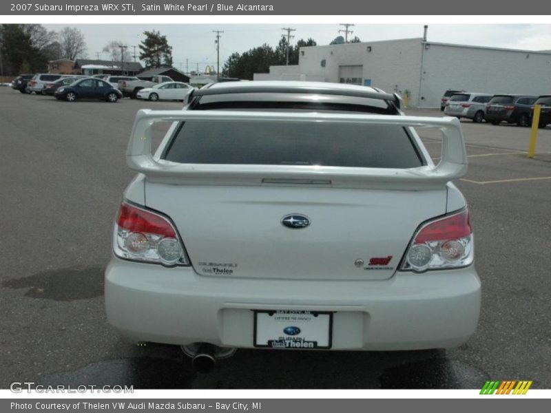 Satin White Pearl / Blue Alcantara 2007 Subaru Impreza WRX STi