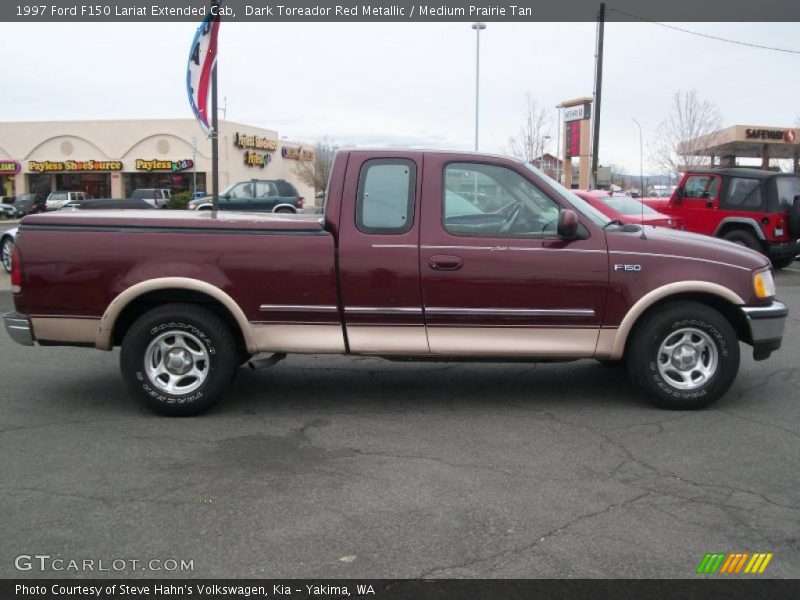 Dark Toreador Red Metallic / Medium Prairie Tan 1997 Ford F150 Lariat Extended Cab