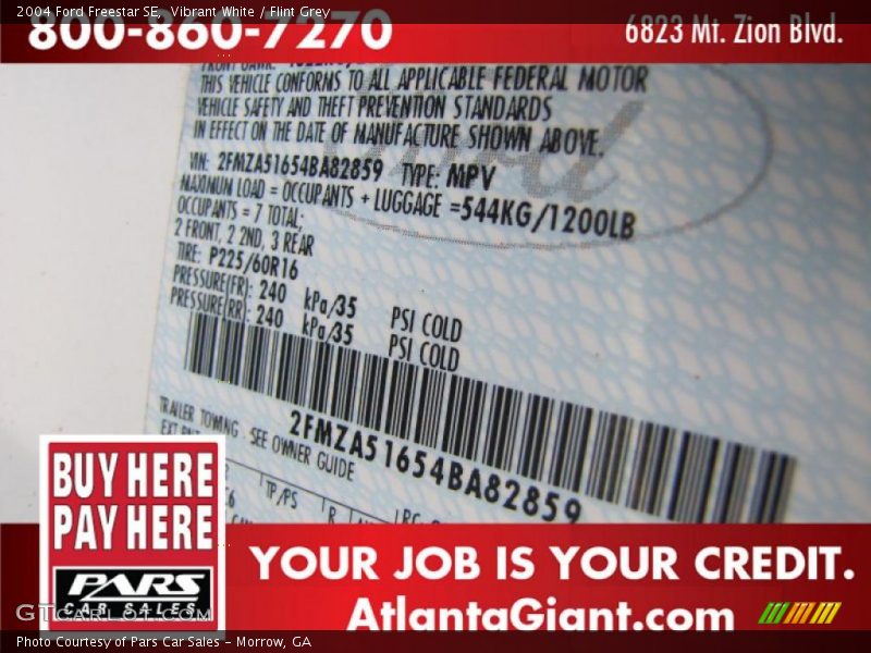 Vibrant White / Flint Grey 2004 Ford Freestar SE