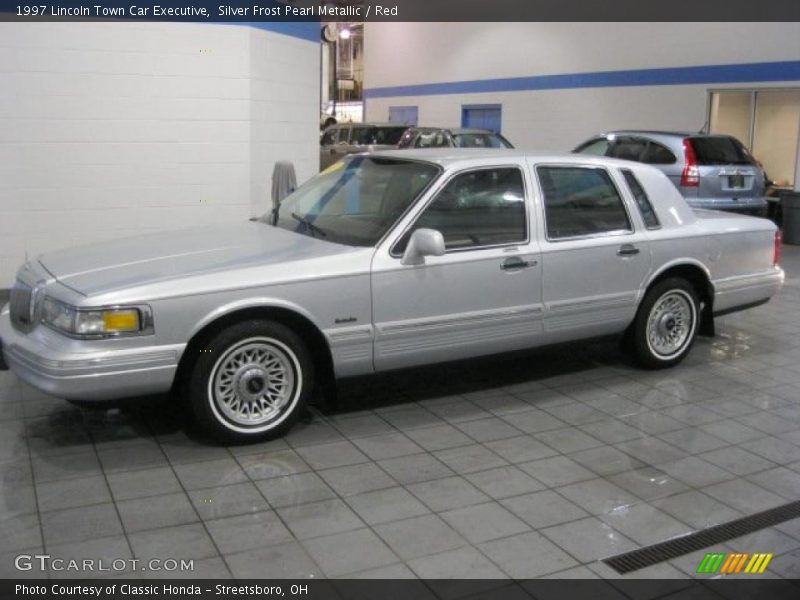 Silver Frost Pearl Metallic / Red 1997 Lincoln Town Car Executive