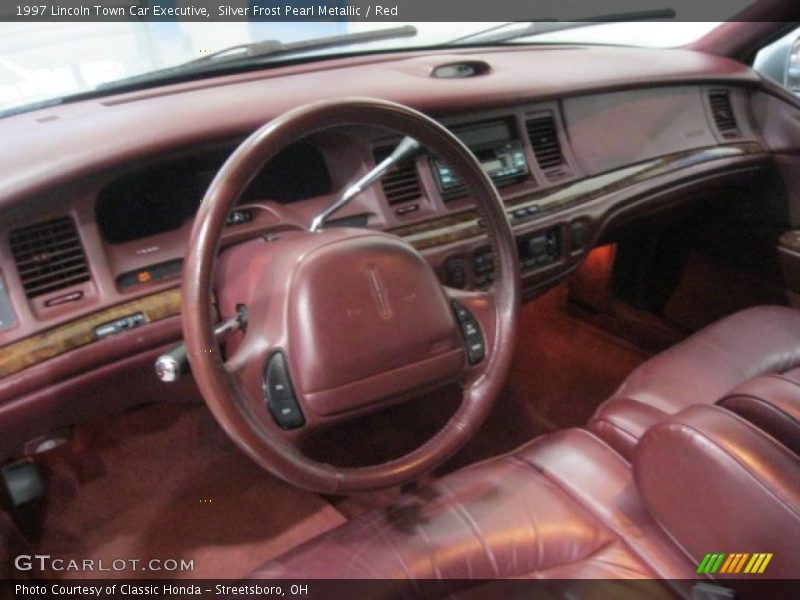 Silver Frost Pearl Metallic / Red 1997 Lincoln Town Car Executive