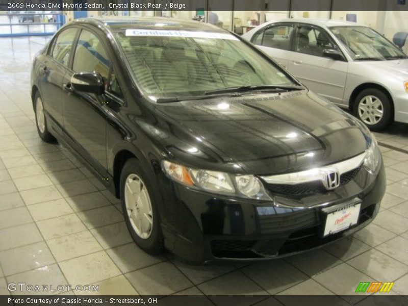 Crystal Black Pearl / Beige 2009 Honda Civic Hybrid Sedan