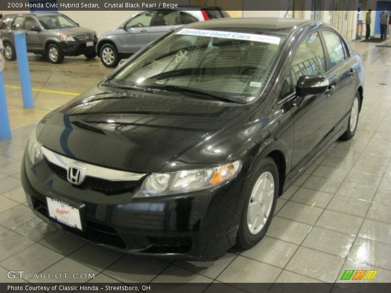 Crystal Black Pearl / Beige 2009 Honda Civic Hybrid Sedan