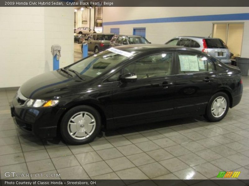 Crystal Black Pearl / Beige 2009 Honda Civic Hybrid Sedan