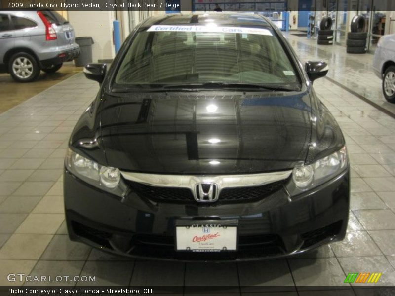 Crystal Black Pearl / Beige 2009 Honda Civic Hybrid Sedan