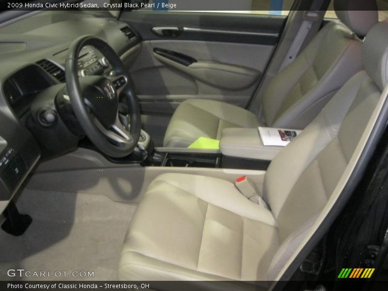 Crystal Black Pearl / Beige 2009 Honda Civic Hybrid Sedan