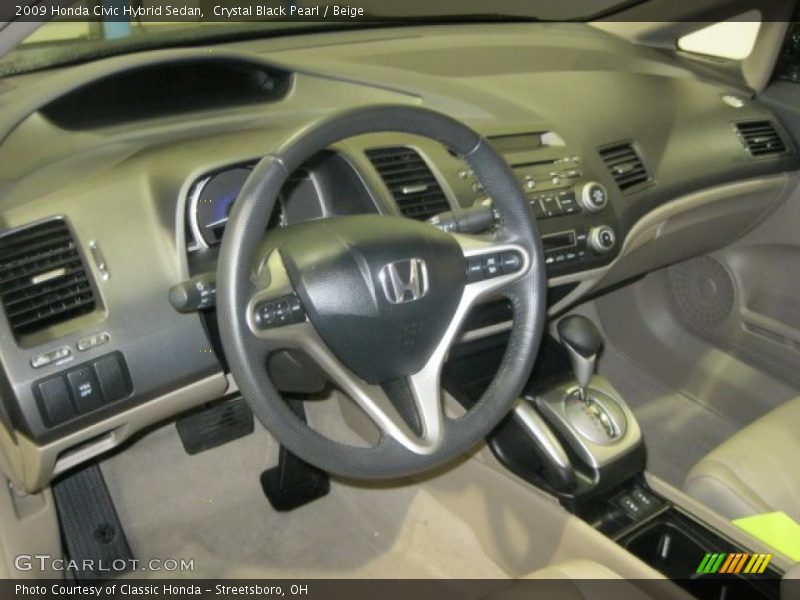 Crystal Black Pearl / Beige 2009 Honda Civic Hybrid Sedan