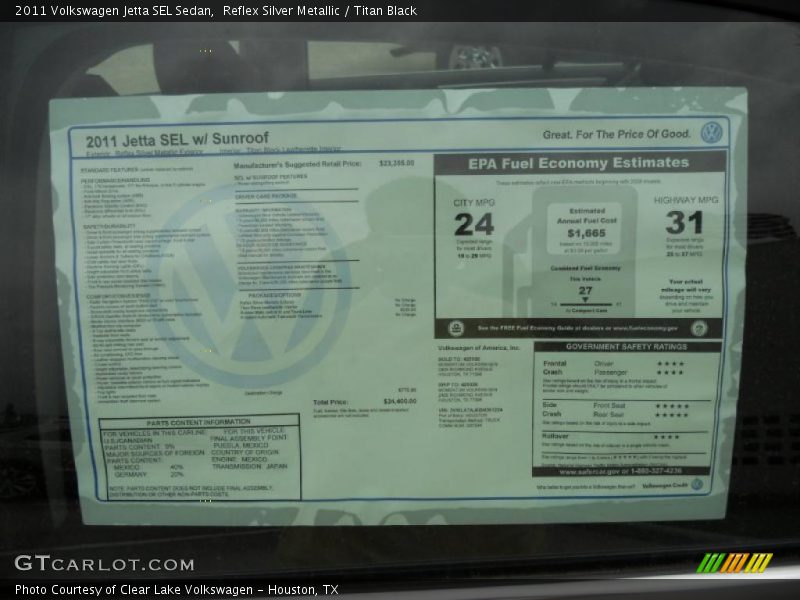Reflex Silver Metallic / Titan Black 2011 Volkswagen Jetta SEL Sedan