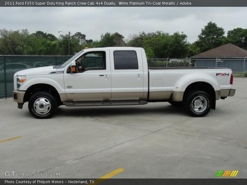 White Platinum Tri-Coat Metallic / Adobe 2011 Ford F350 Super Duty King Ranch Crew Cab 4x4 Dually