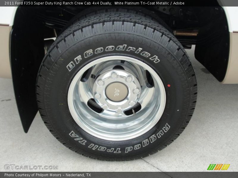 White Platinum Tri-Coat Metallic / Adobe 2011 Ford F350 Super Duty King Ranch Crew Cab 4x4 Dually