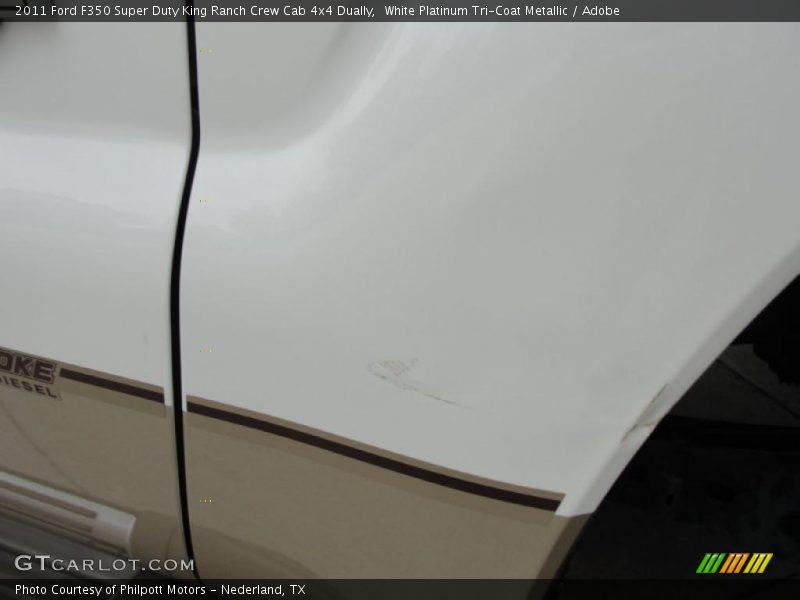 White Platinum Tri-Coat Metallic / Adobe 2011 Ford F350 Super Duty King Ranch Crew Cab 4x4 Dually