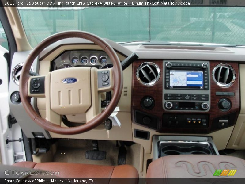 White Platinum Tri-Coat Metallic / Adobe 2011 Ford F350 Super Duty King Ranch Crew Cab 4x4 Dually