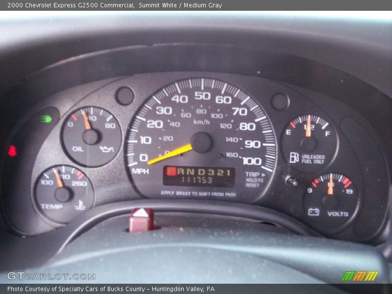  2000 Express G2500 Commercial G2500 Commercial Gauges