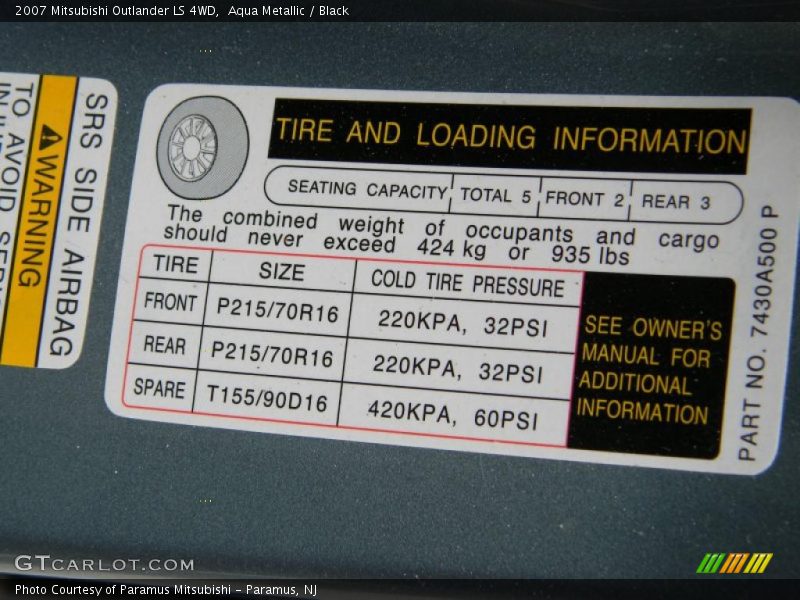 Aqua Metallic / Black 2007 Mitsubishi Outlander LS 4WD