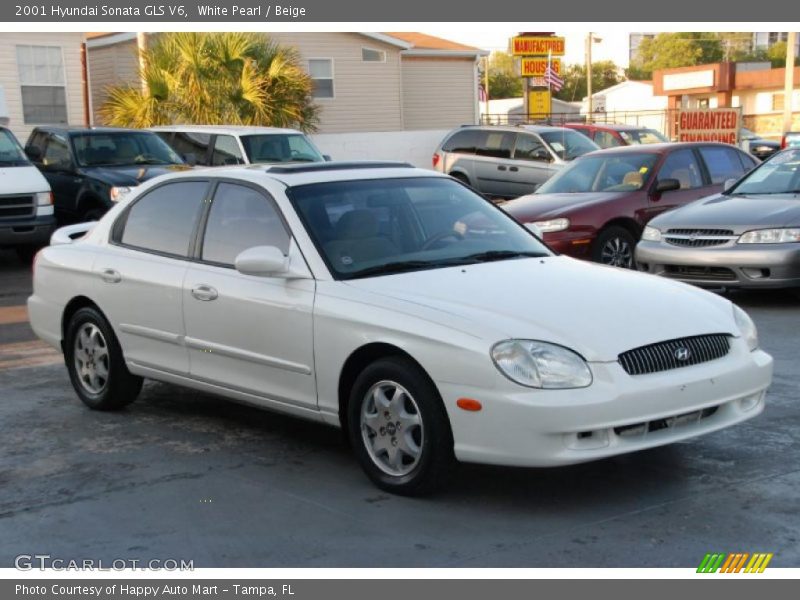 White Pearl / Beige 2001 Hyundai Sonata GLS V6
