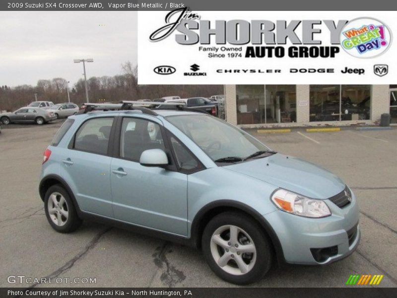 Vapor Blue Metallic / Black 2009 Suzuki SX4 Crossover AWD