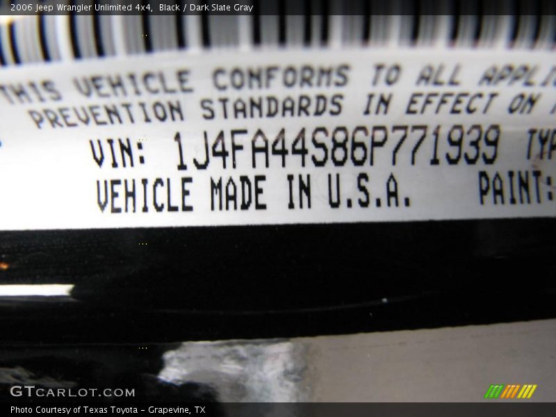 Black / Dark Slate Gray 2006 Jeep Wrangler Unlimited 4x4