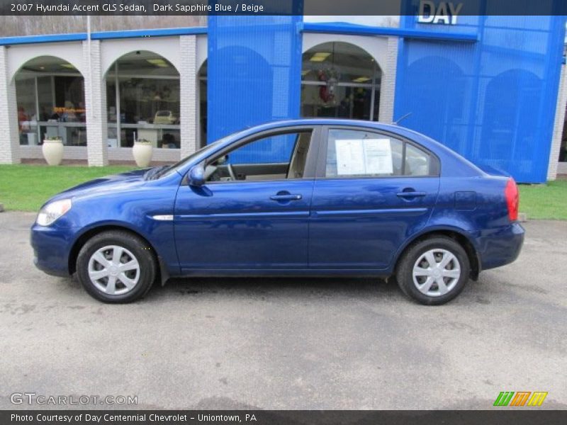 Dark Sapphire Blue / Beige 2007 Hyundai Accent GLS Sedan