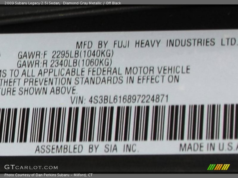 Diamond Gray Metallic / Off Black 2009 Subaru Legacy 2.5i Sedan