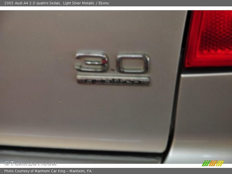 Light Silver Metallic / Ebony 2003 Audi A4 3.0 quattro Sedan