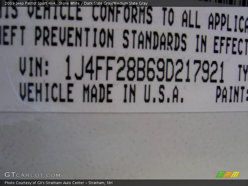 Stone White / Dark Slate Gray/Medium Slate Gray 2009 Jeep Patriot Sport 4x4