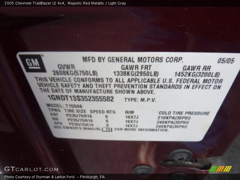 Majestic Red Metallic / Light Gray 2005 Chevrolet TrailBlazer LS 4x4