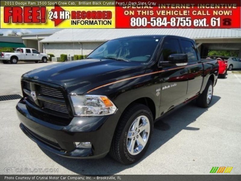 Brilliant Black Crystal Pearl / Dark Slate Gray 2011 Dodge Ram 1500 Sport Crew Cab