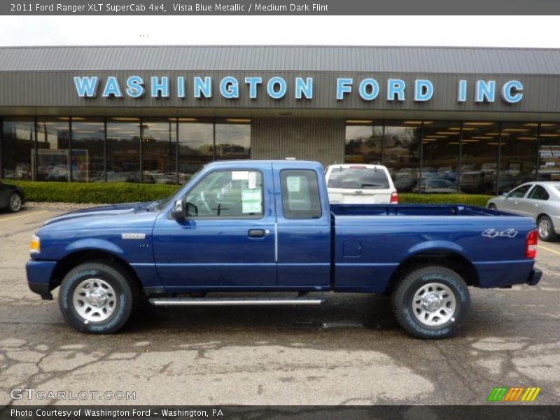 Vista Blue Metallic / Medium Dark Flint 2011 Ford Ranger XLT SuperCab 4x4