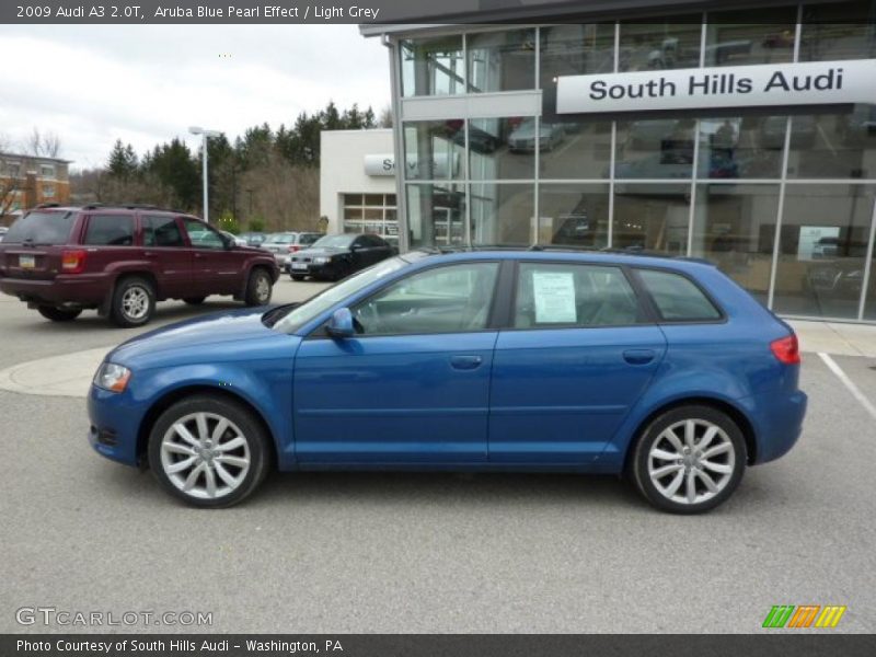 Aruba Blue Pearl Effect / Light Grey 2009 Audi A3 2.0T