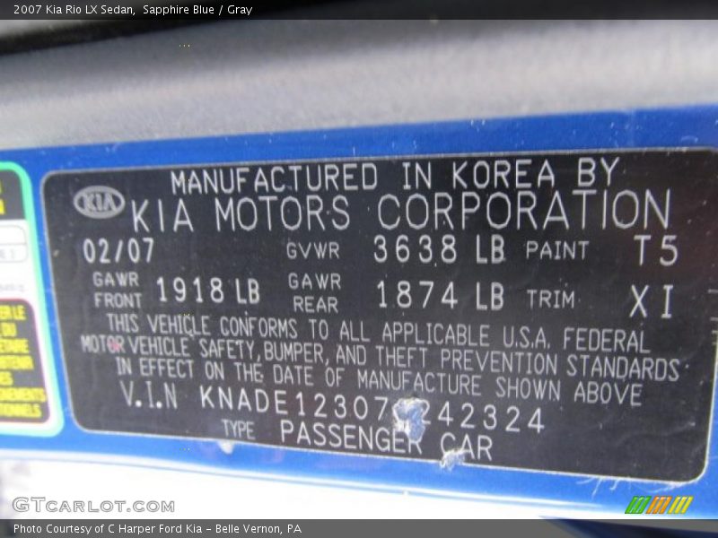 Sapphire Blue / Gray 2007 Kia Rio LX Sedan