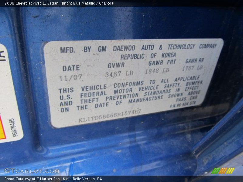 Bright Blue Metallic / Charcoal 2008 Chevrolet Aveo LS Sedan