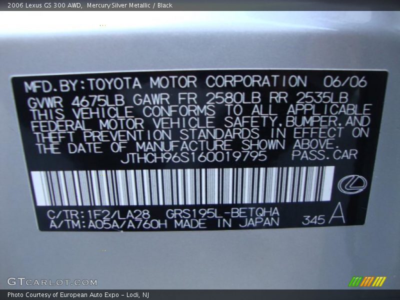 Mercury Silver Metallic / Black 2006 Lexus GS 300 AWD