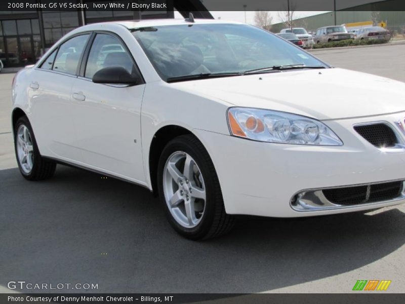 Ivory White / Ebony Black 2008 Pontiac G6 V6 Sedan