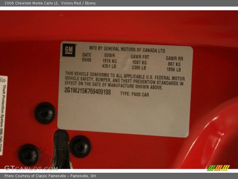 Victory Red / Ebony 2006 Chevrolet Monte Carlo LS
