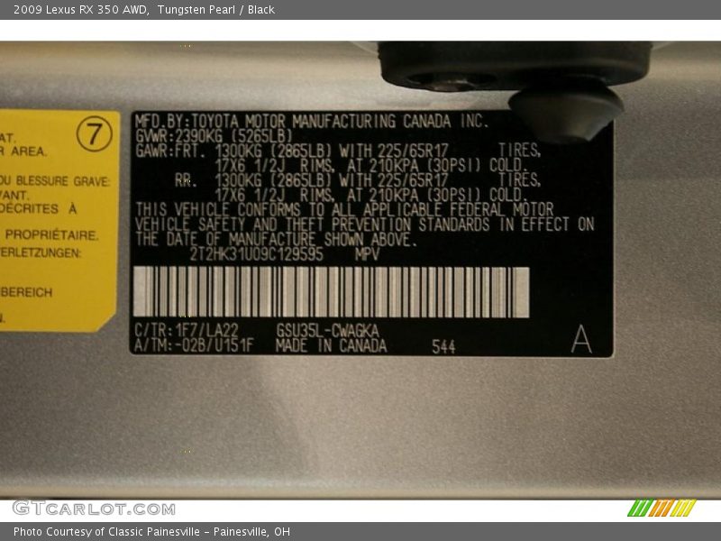 Tungsten Pearl / Black 2009 Lexus RX 350 AWD