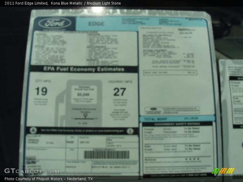 Kona Blue Metallic / Medium Light Stone 2011 Ford Edge Limited