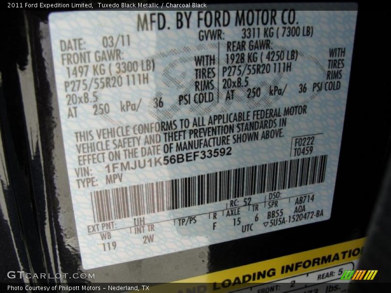 2011 Expedition Limited Tuxedo Black Metallic Color Code UH