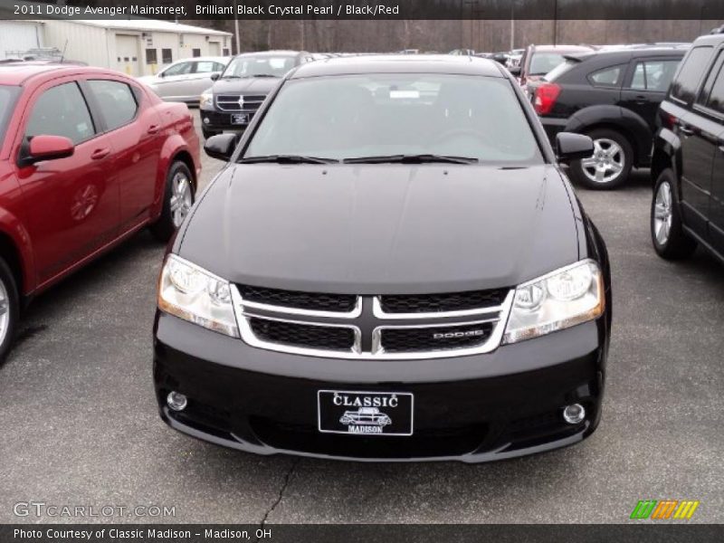 Brilliant Black Crystal Pearl / Black/Red 2011 Dodge Avenger Mainstreet