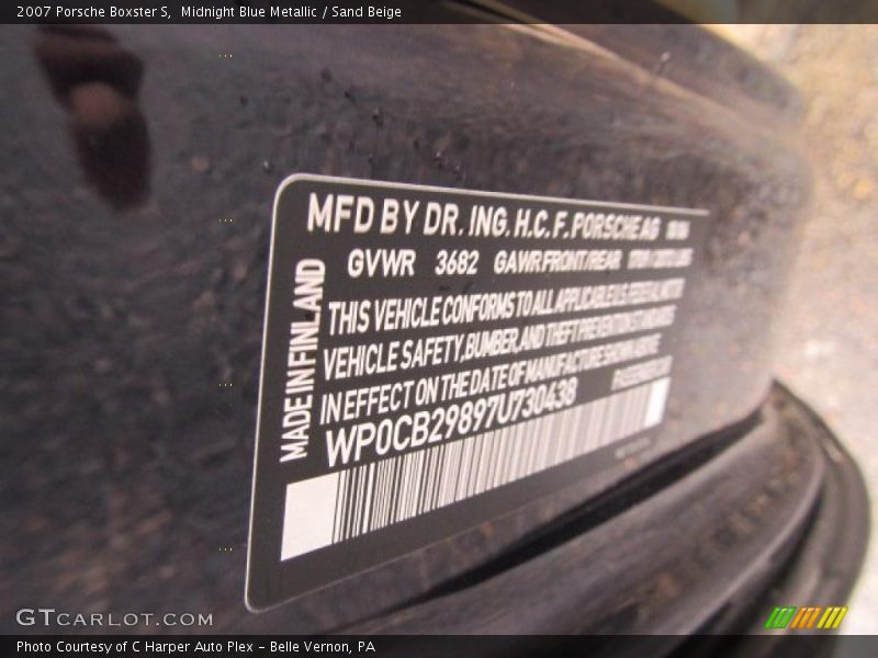 Midnight Blue Metallic / Sand Beige 2007 Porsche Boxster S