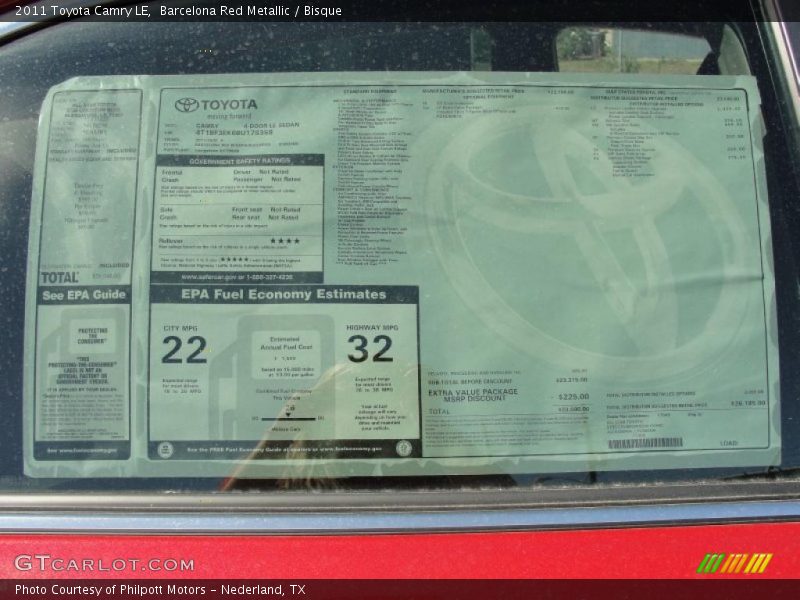 Barcelona Red Metallic / Bisque 2011 Toyota Camry LE