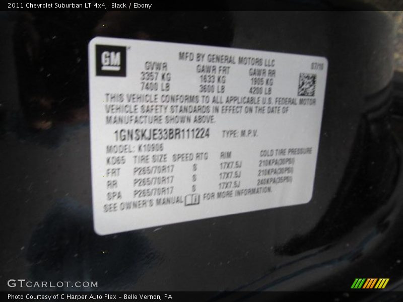 Black / Ebony 2011 Chevrolet Suburban LT 4x4