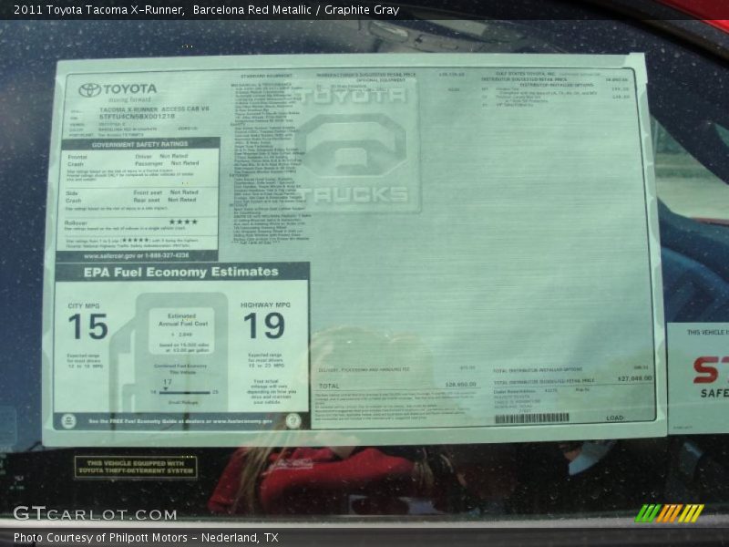  2011 Tacoma X-Runner Window Sticker