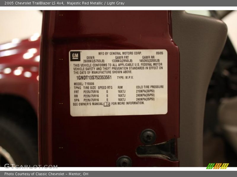 Majestic Red Metallic / Light Gray 2005 Chevrolet TrailBlazer LS 4x4