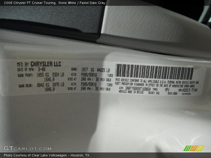 Stone White / Pastel Slate Gray 2008 Chrysler PT Cruiser Touring
