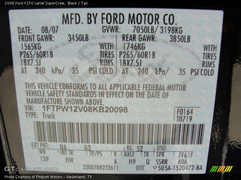 Black / Tan 2008 Ford F150 Lariat SuperCrew